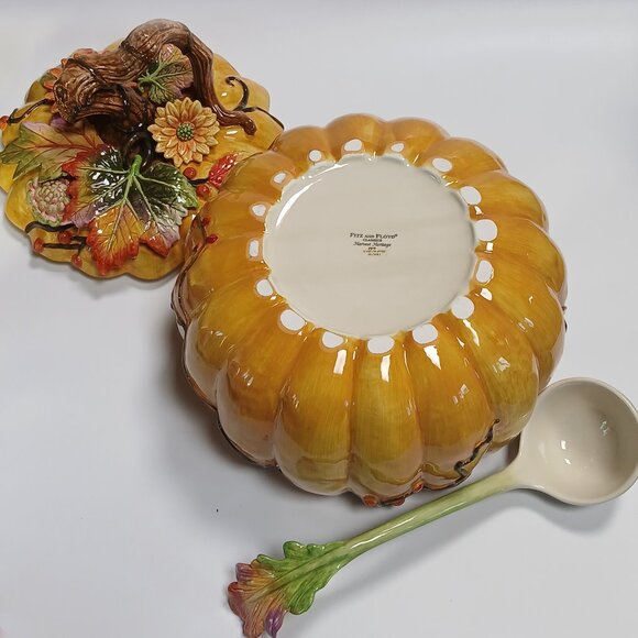 Fitz & Floyd Vintage Classic Harvest Heritage Pumpkin Soup Tureen Large - Picture 7 of 9